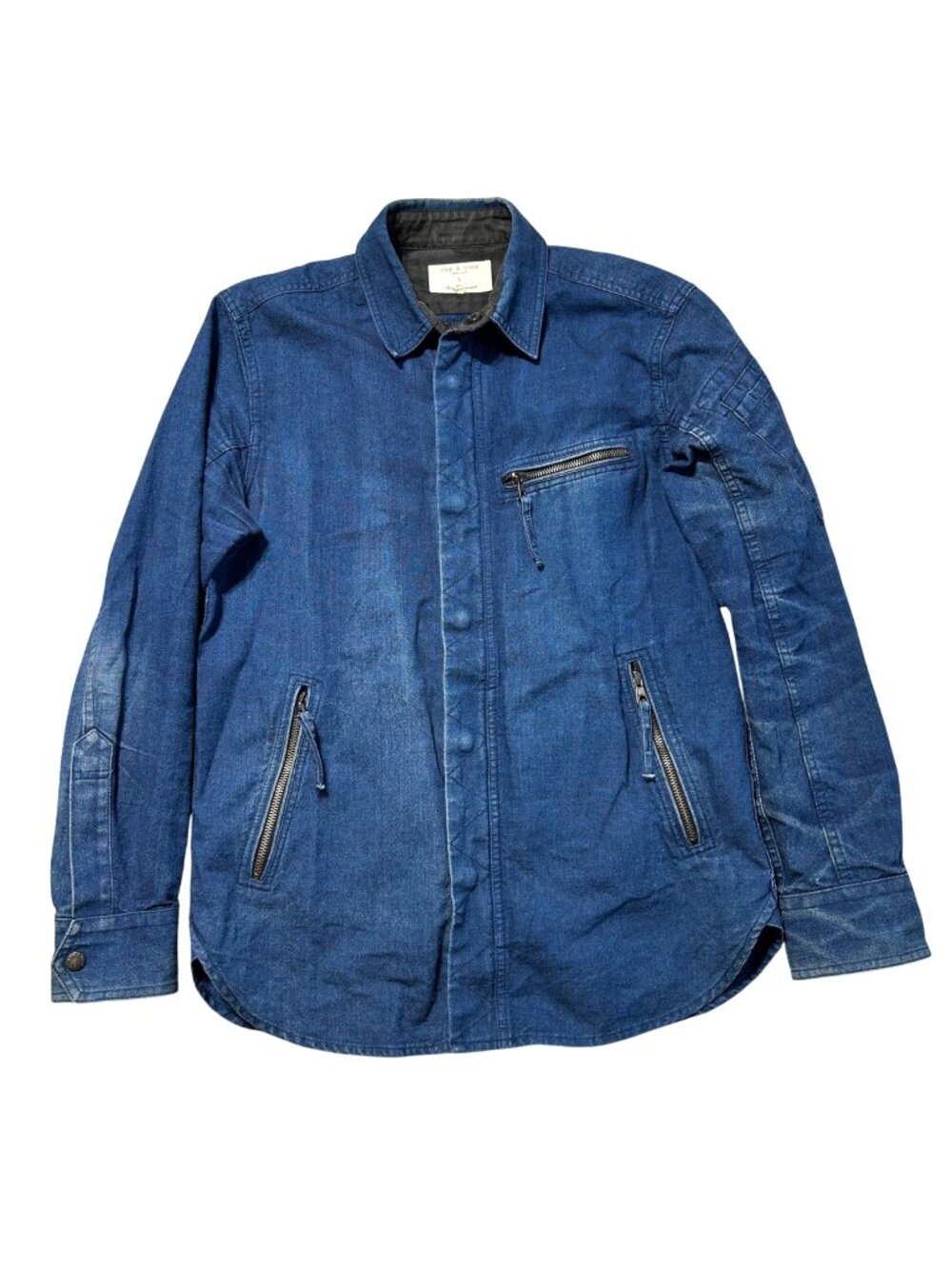 Rag & Bone Men's Sz Small Blue Denim Shirt Jacket With Zippered Pockets